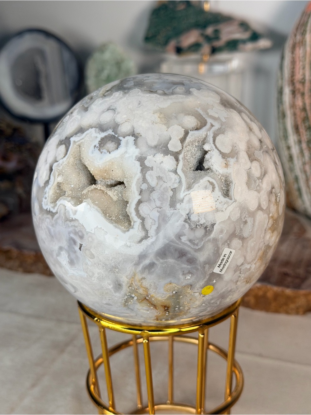 Blue Flower Agate XL Sphere – Madagascar
Approx. Size: 4.7” Diameter